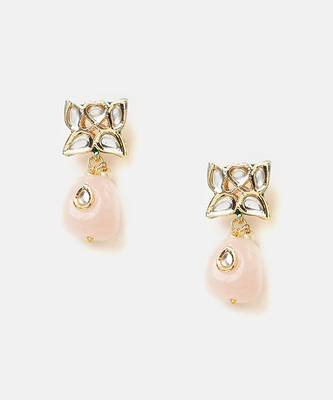 Gold plated kundan pink stones choker necklace set 4