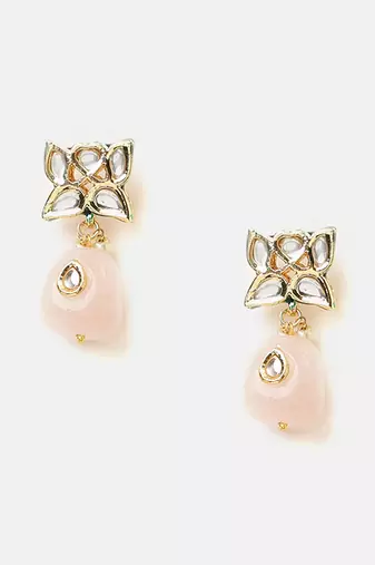Gold plated kundan pink stones choker necklace set