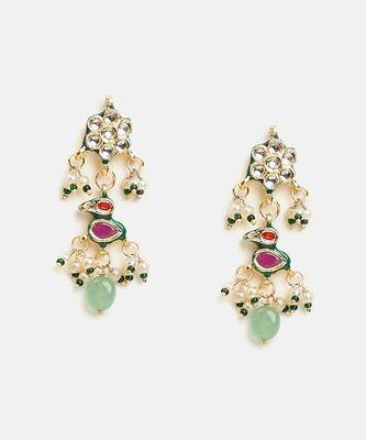 Gold plated kundan multicolor stones necklace set 5