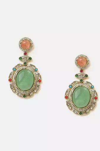 Gold plated kundan multicolor stones necklace set