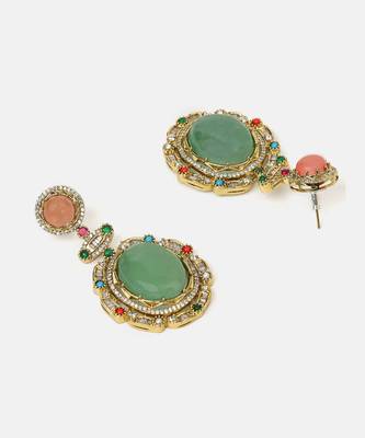Gold plated kundan multicolor stones necklace set 5