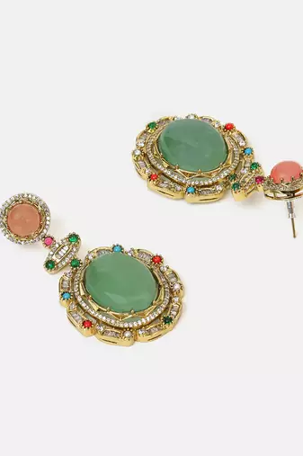 Gold plated kundan multicolor stones necklace set