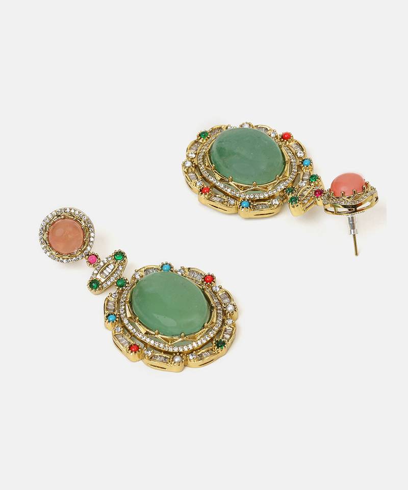 Gold plated kundan multicolor stones necklace set