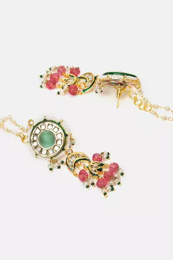Gold plated kundan multicolor stones choker necklace set