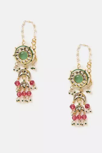 Gold plated kundan multicolor stones choker necklace set