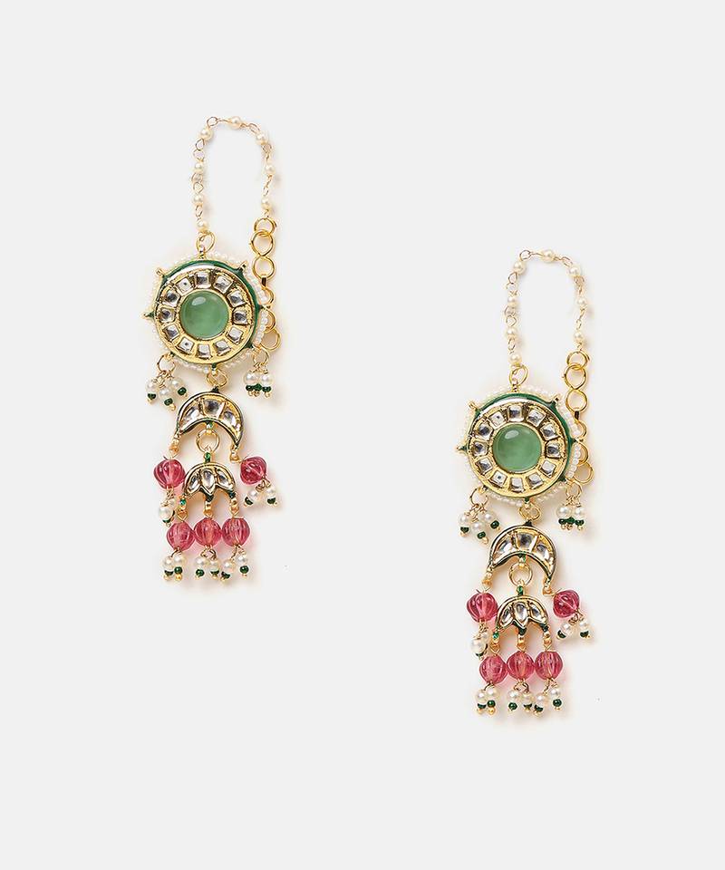 Gold plated kundan multicolor stones choker necklace set