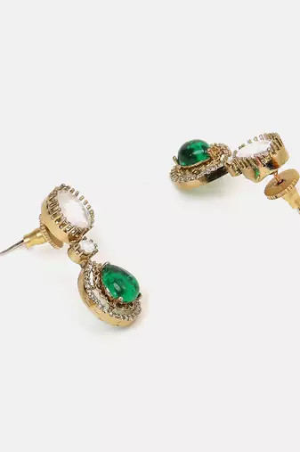 Gold plated kundan green stones necklace set