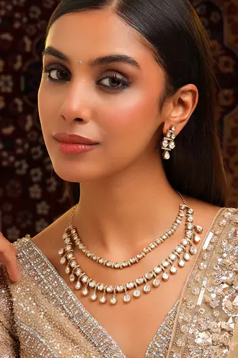 Gold plated kundan necklace set