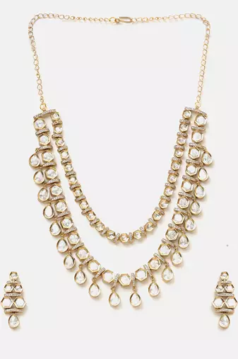 Gold plated kundan necklace set