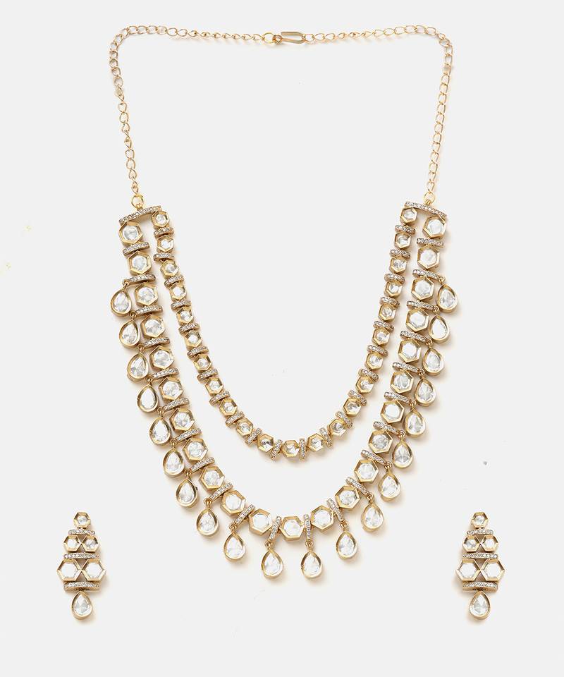 Gold plated kundan necklace set