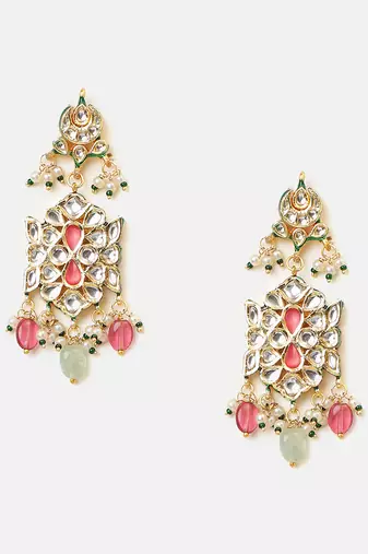 Gold plated kundan multicolor stones choker necklace set