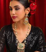 Gold plated kundan multicolor stones necklace set