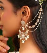 Gold plated kundan chain earrings