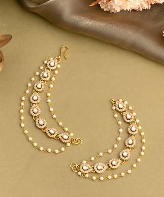 Gold plated kundan chain earrings 2