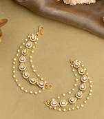 Gold plated kundan chain earrings