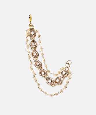 Gold plated kundan chain earrings 3