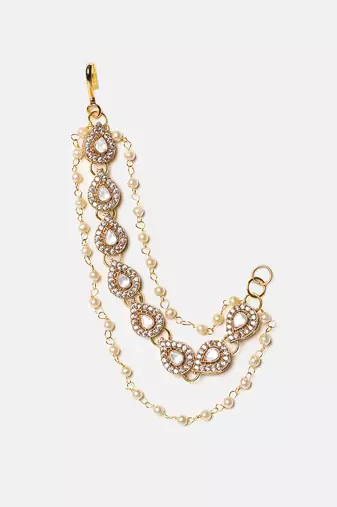 Gold plated kundan chain earrings