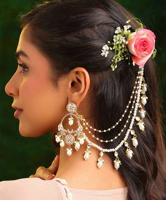 Gold plated kundan chain earrings 2