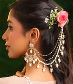 Gold plated kundan chain earrings
