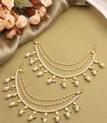 Gold plated kundan chain earrings