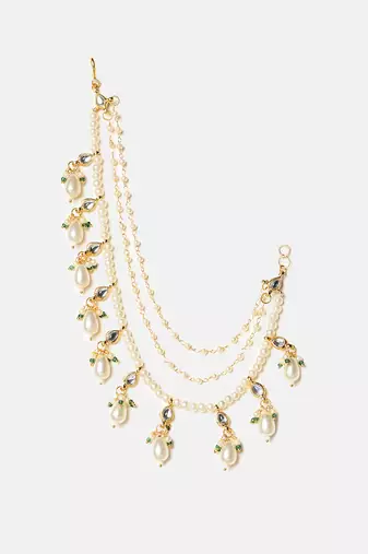 Gold plated kundan chain earrings
