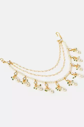 Gold plated kundan chain earrings