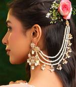 Gold plated kundan chain earrings