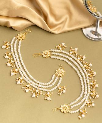 Gold plated kundan chain earrings 1