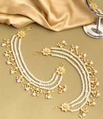 Gold plated kundan chain earrings