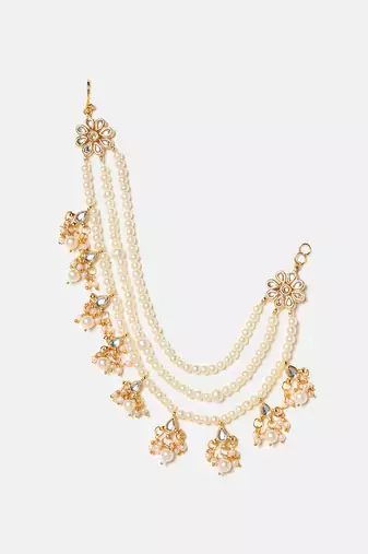 Gold plated kundan chain earrings