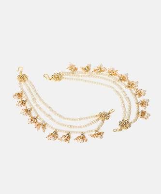 Gold plated kundan chain earrings 4