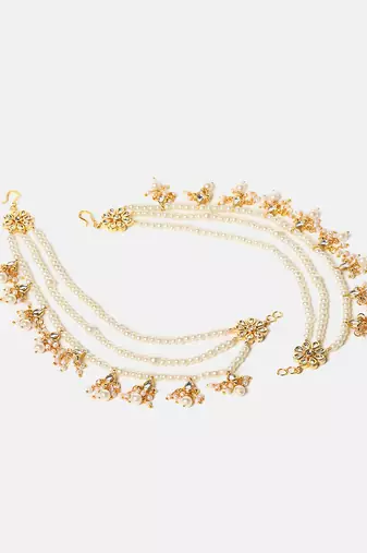 Gold plated kundan chain earrings