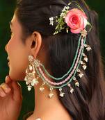 Gold plated kundan multicolor stones chain earrings