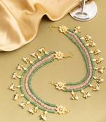 Gold plated kundan multicolor stones chain earrings