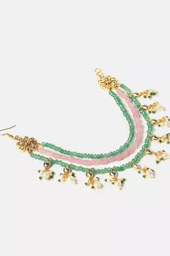 Gold plated kundan multicolor stones chain earrings