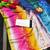 Multicolor printed satin saree with blouse piece