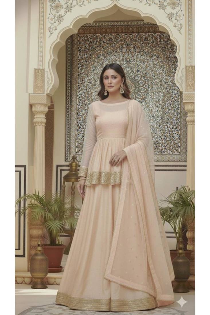 Blush Peach Anarkali Lehenga