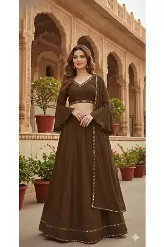 Chocolate Brown Lehenga Set with dupatta