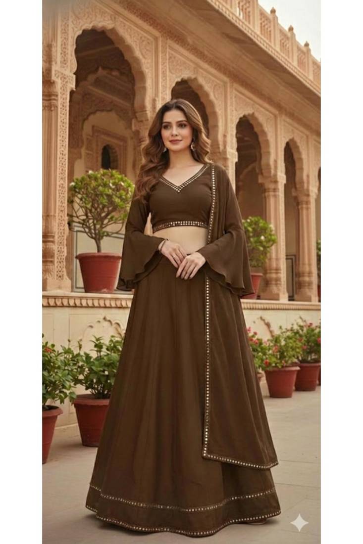 Chocolate Brown Lehenga Set with dupatta
