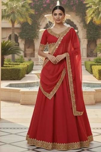 Classic Red Lehenga with Gold Border