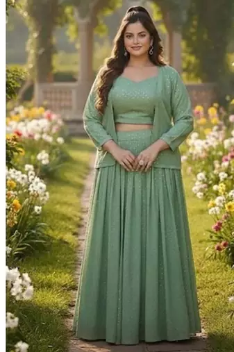 Mint Green Lehenga Set with jacket