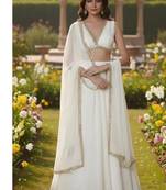 Ivory White Lehenga with Gold Trim