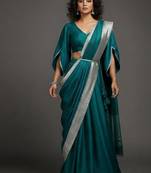 Teal Green Lehenga choli set with Silver Border
