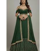 Deep Green Lehenga with Embroidered Borders