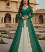 Green and Ivory Long Anarkali Lehenga
