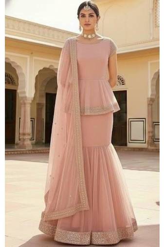 Blush Pink Peplum Lehenga Set