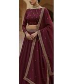 Deep Maroon Lehenga with Embroidered Dupatta