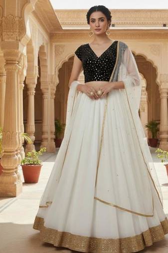 White Lehenga set with dupatta and lace detailing