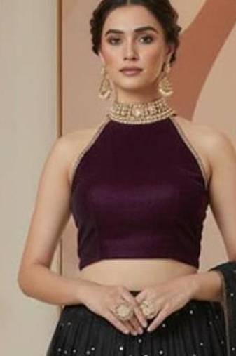 Black partywear Lehenga set with Halter Blouse and dupatta