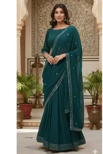 Teal Green lehenga choli set with sequin Border